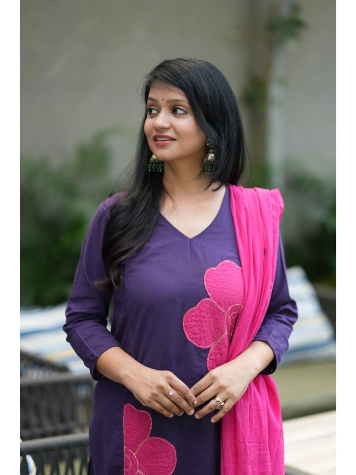 Floral Appliqué Cotton Salwar Suit