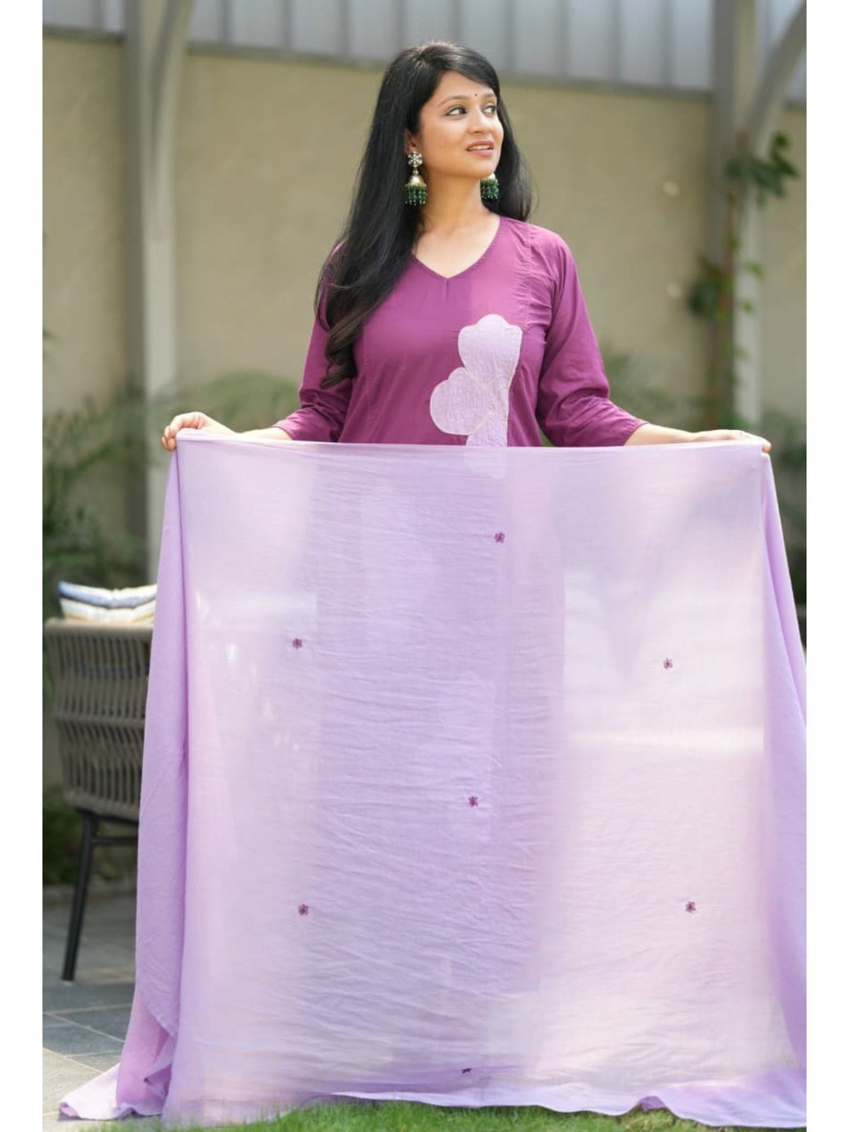 Floral Appliqué Cotton Salwar Suit