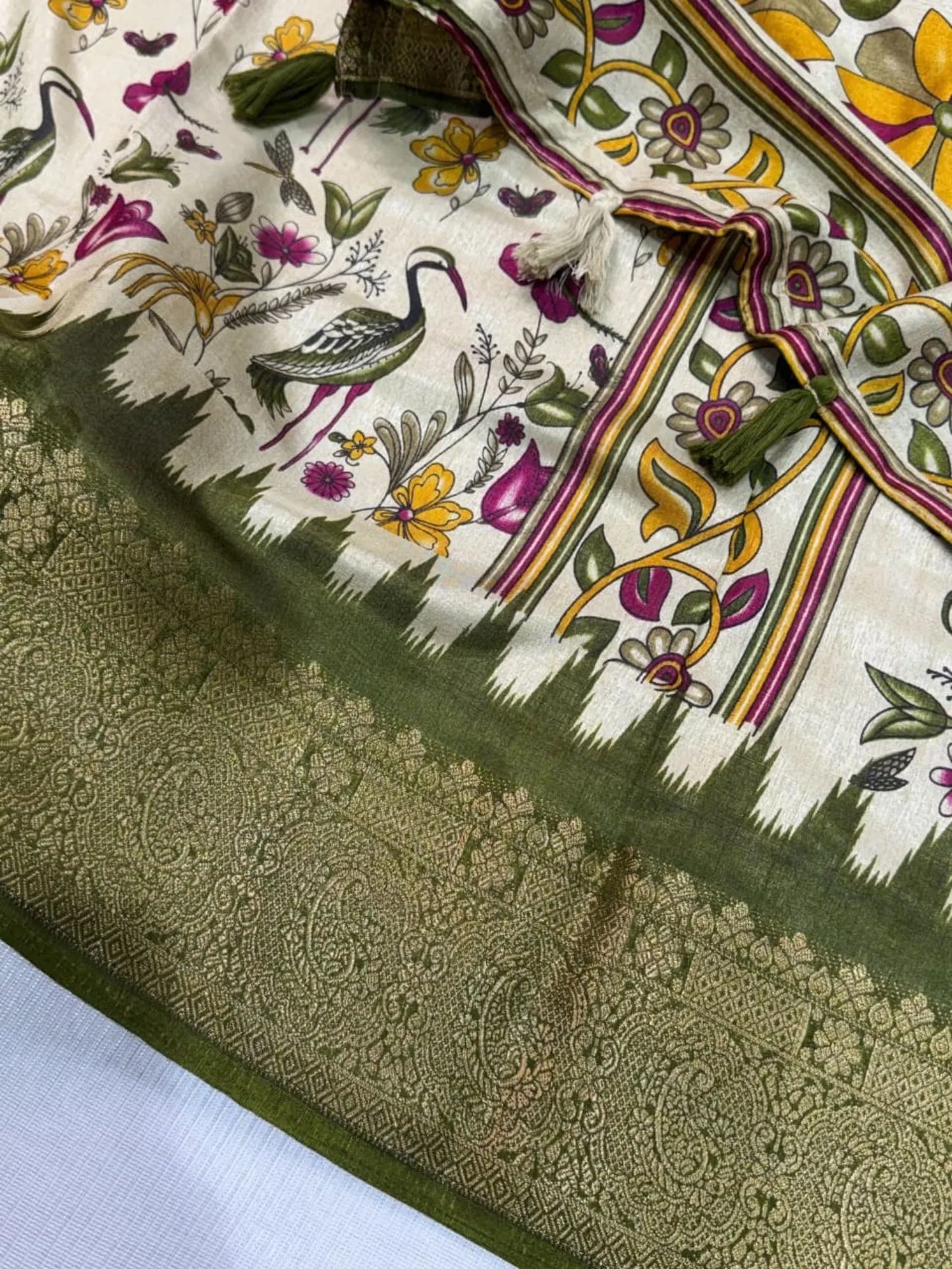 Designer Kalamkari Print Cotton Saree
