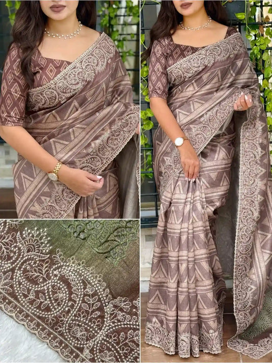 Madhuban Tusser Linen Cotton Sarees