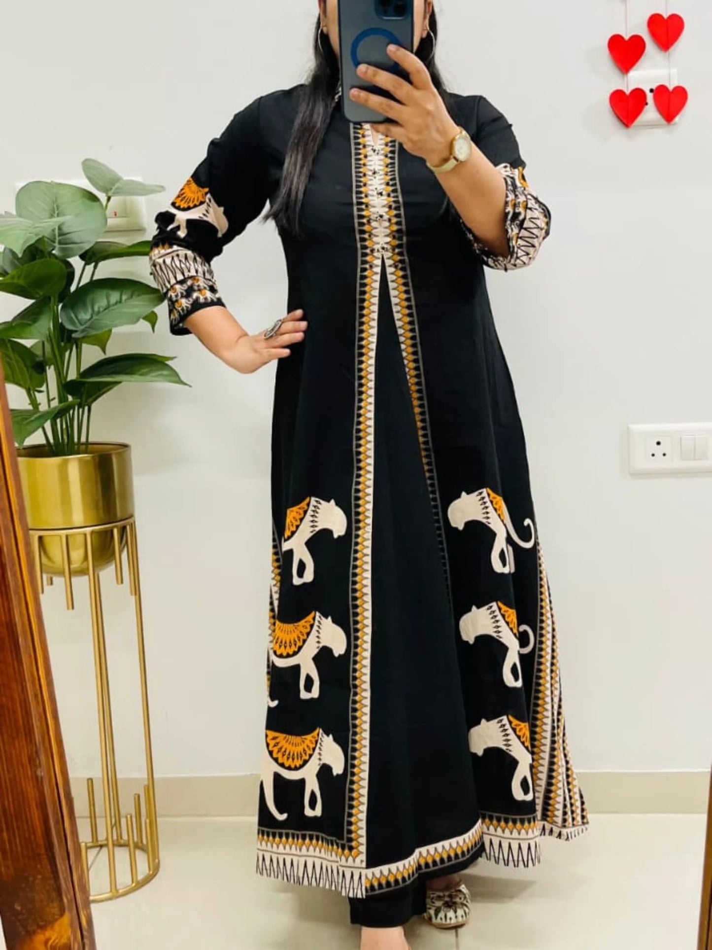Black Tribal Kurta Set