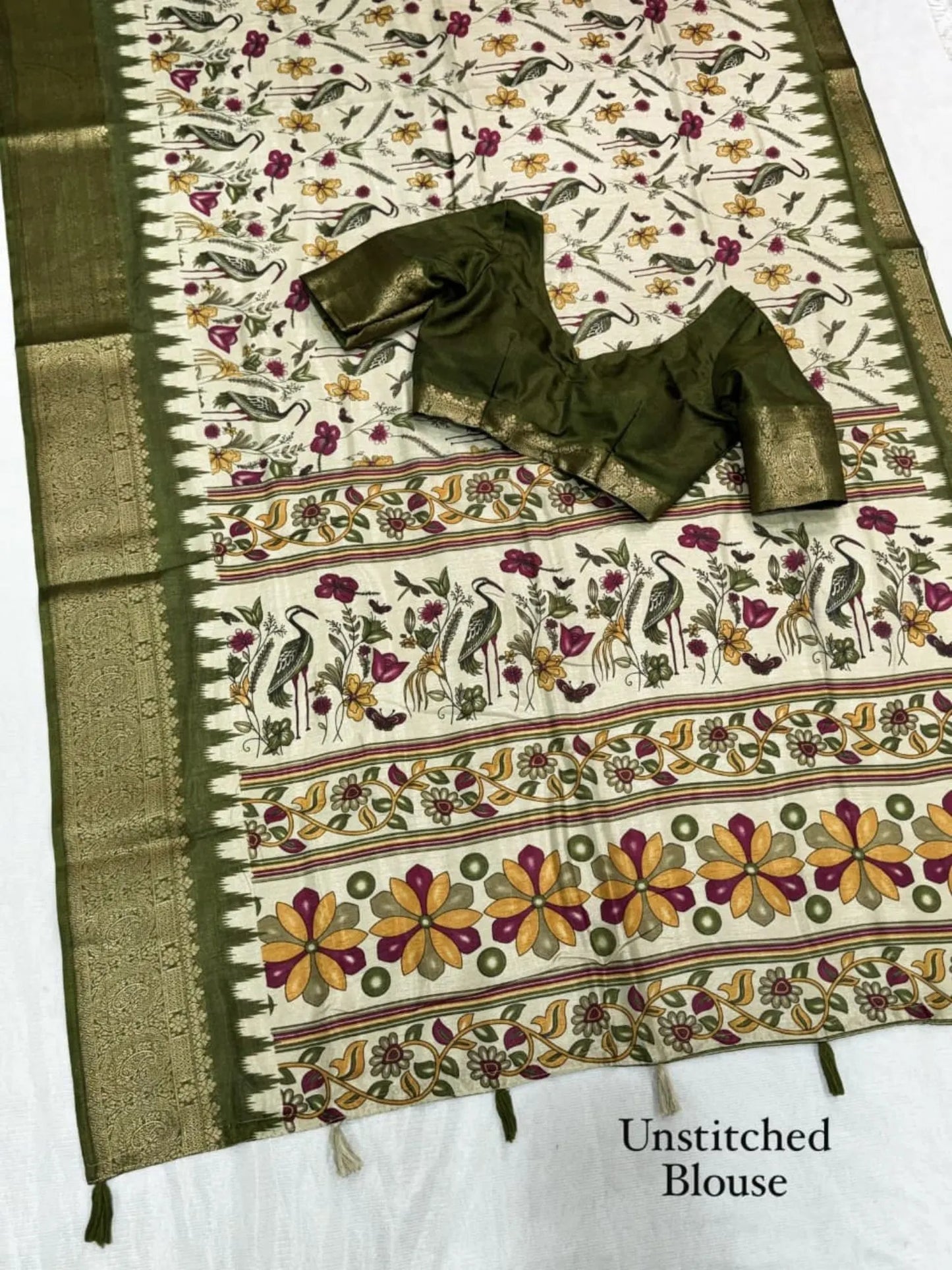 Designer Kalamkari Print Cotton Saree