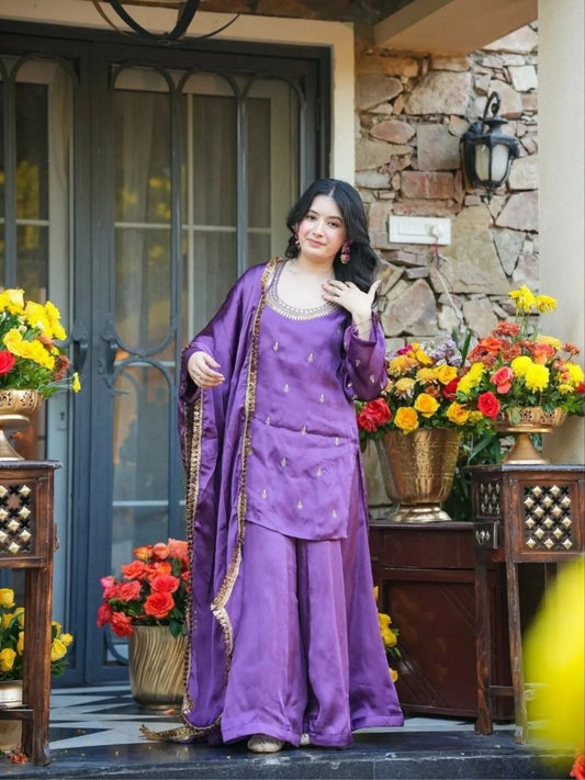 Heavy Silk Top Bottom Dupatta Set