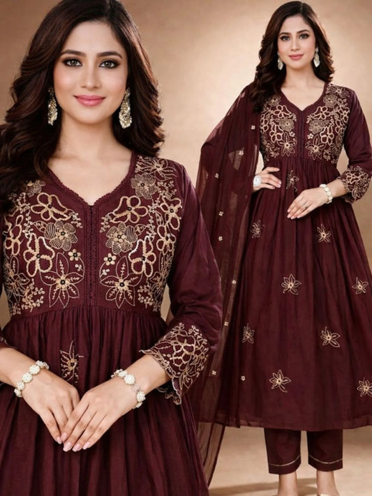 Cotton Suit With Embroidery Work