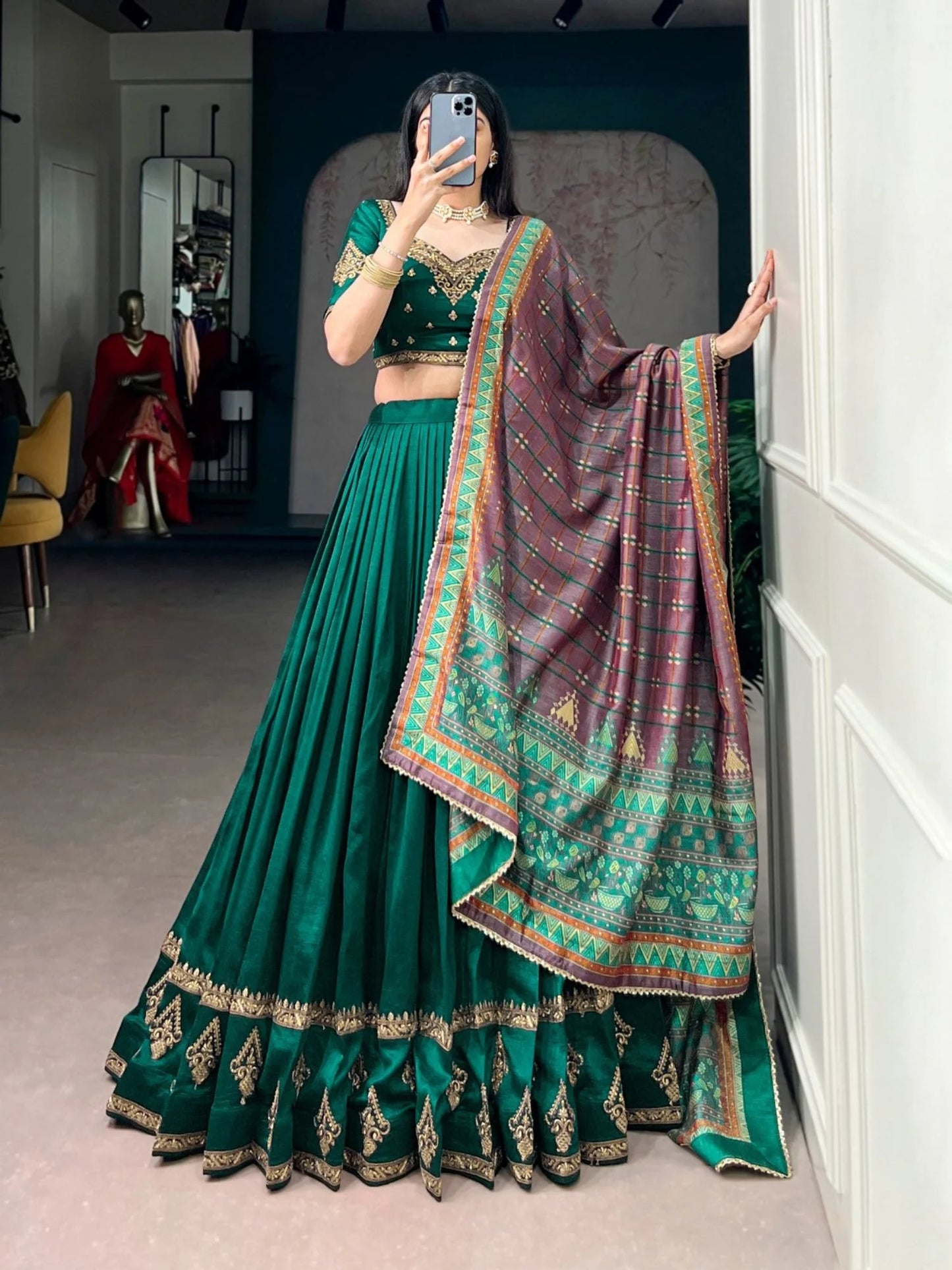Luxurious Vichitra Silk Lehanga