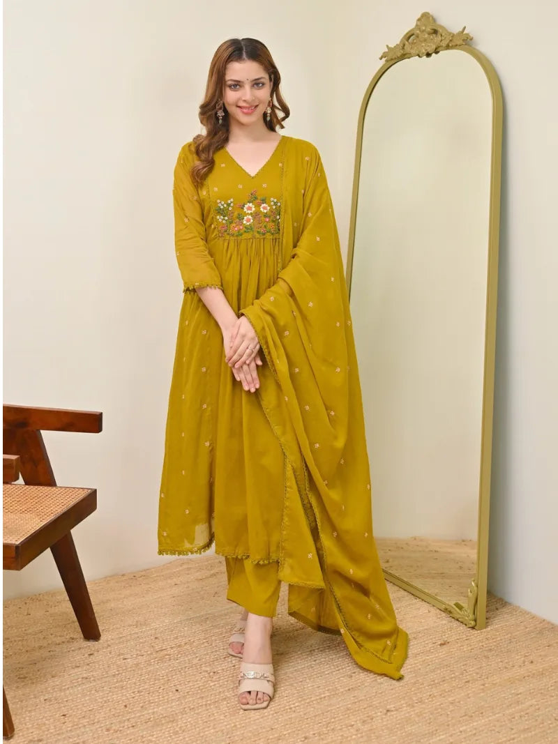 Mull Chanderi Salwar Suit