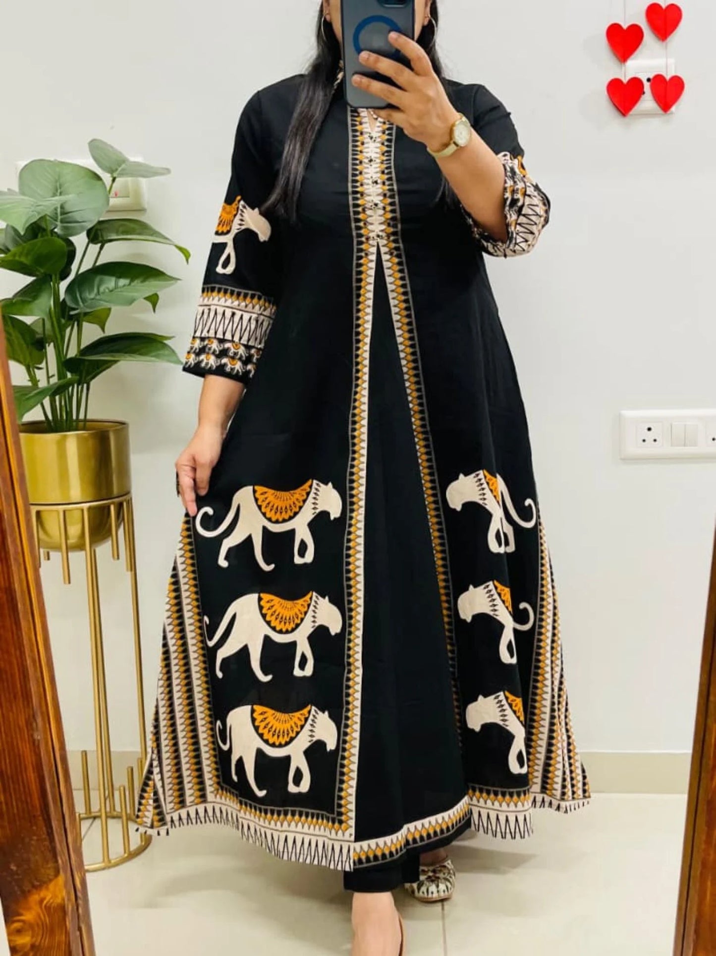 Black Tribal Kurta Set