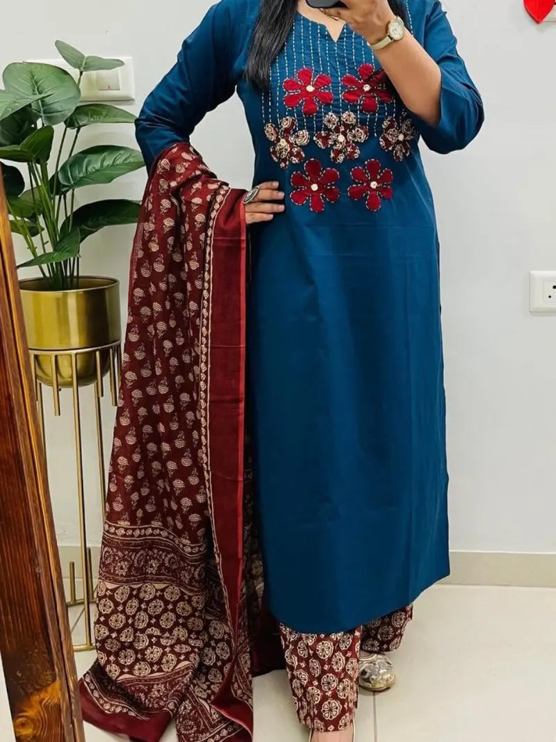 Dhabu Cotton Straight Suit