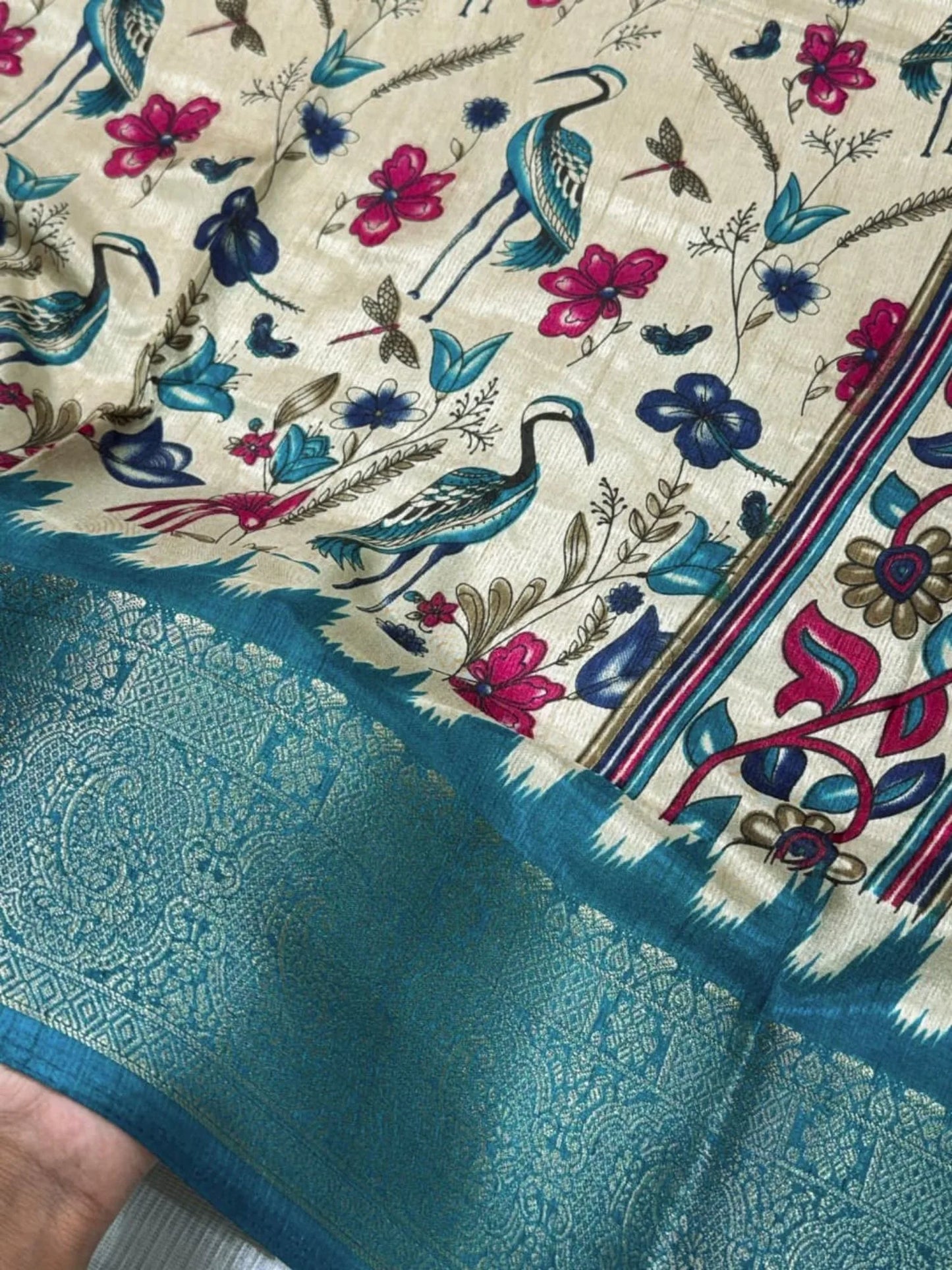 Designer Kalamkari Print Cotton Saree