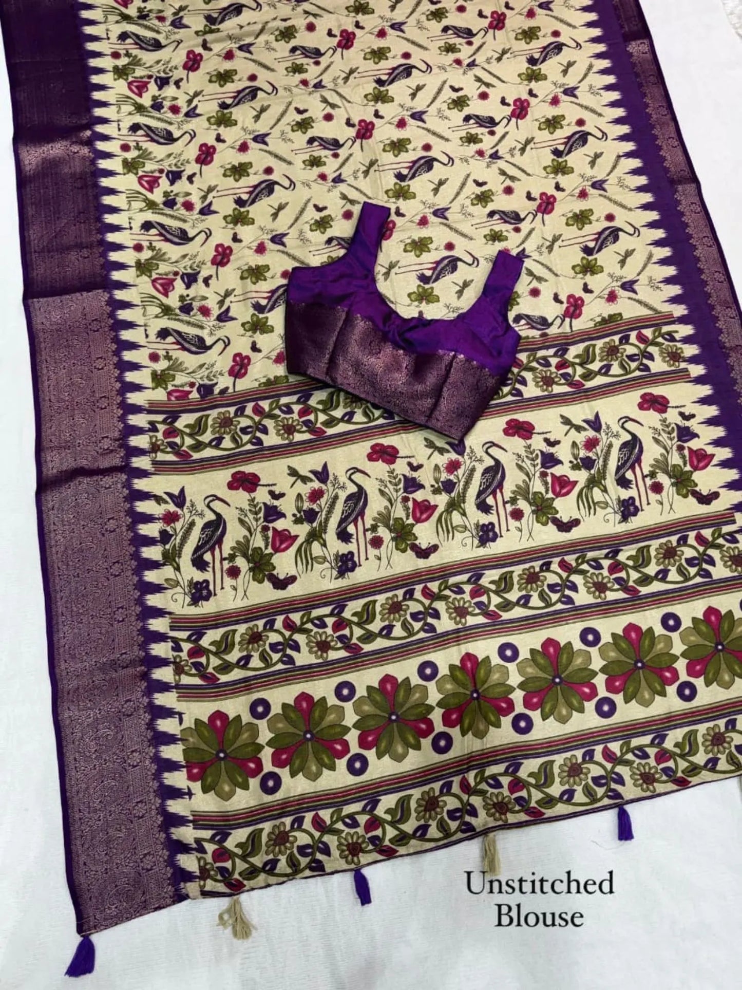 Designer Kalamkari Print Cotton Saree