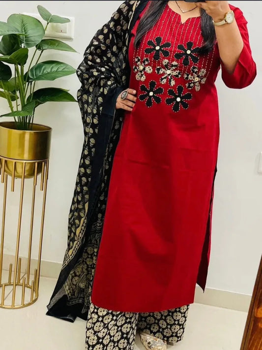 Dhabu Cotton Straight Suit