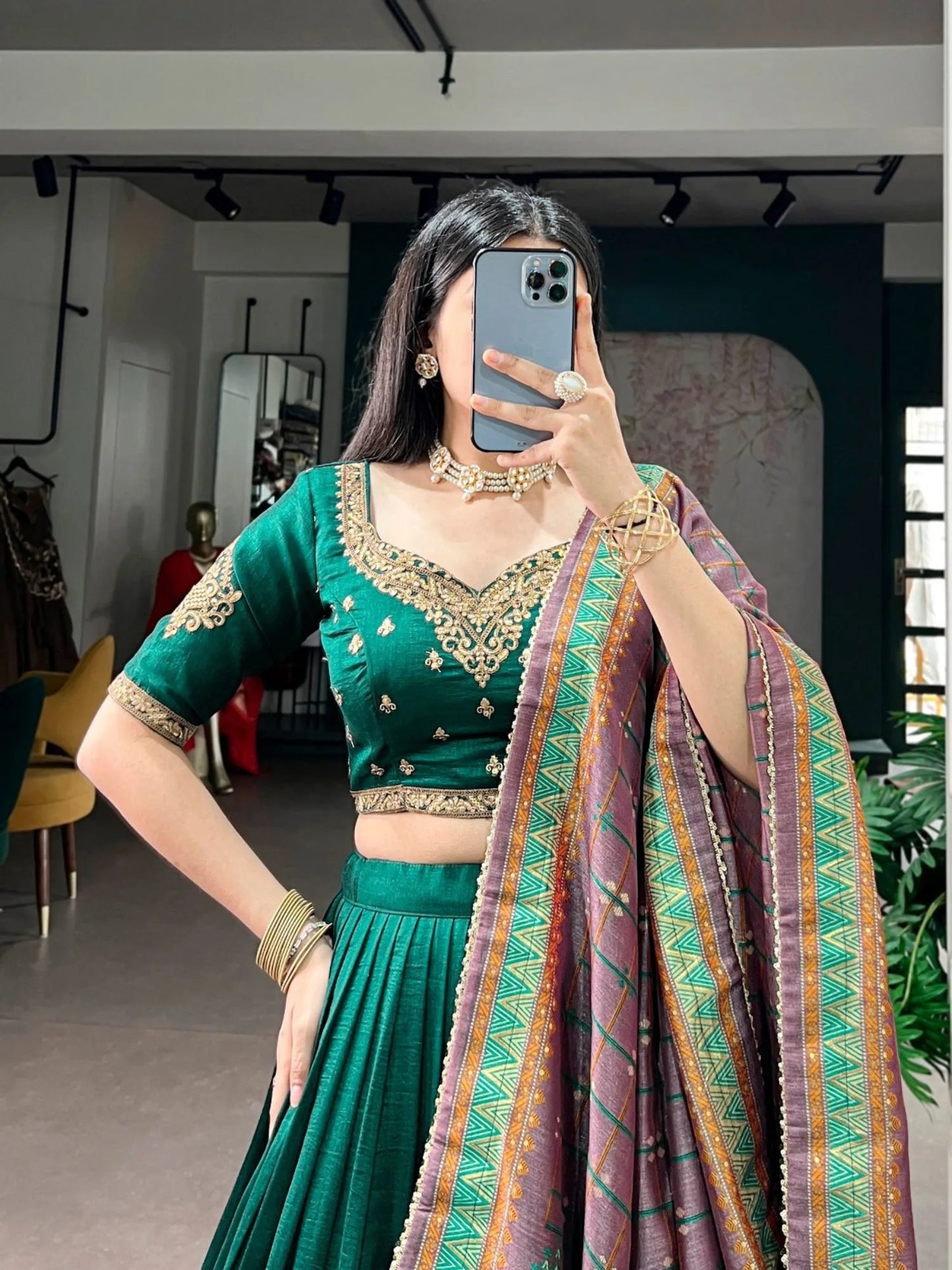 Luxurious Vichitra Silk Lehanga