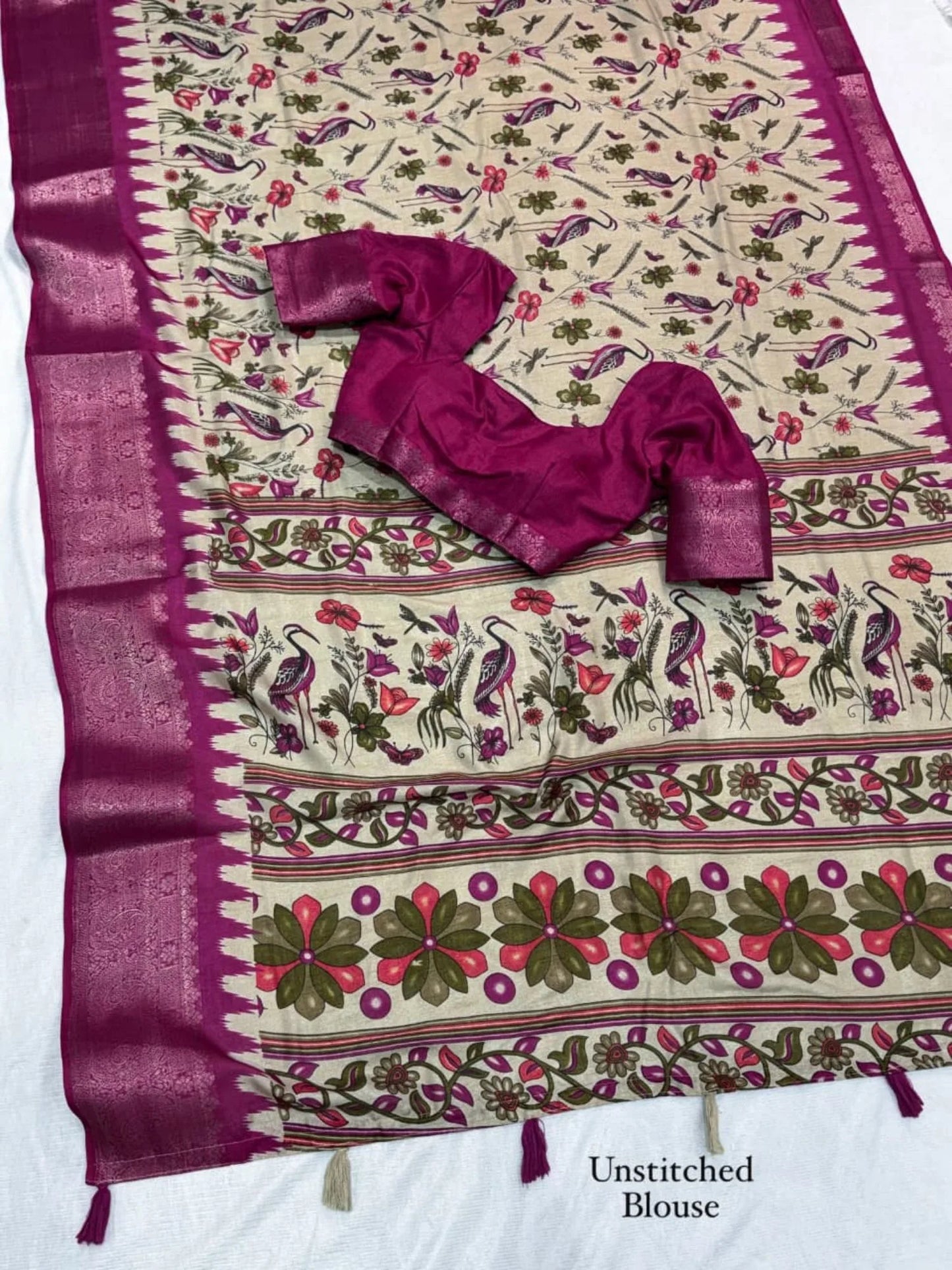 Designer Kalamkari Print Cotton Saree