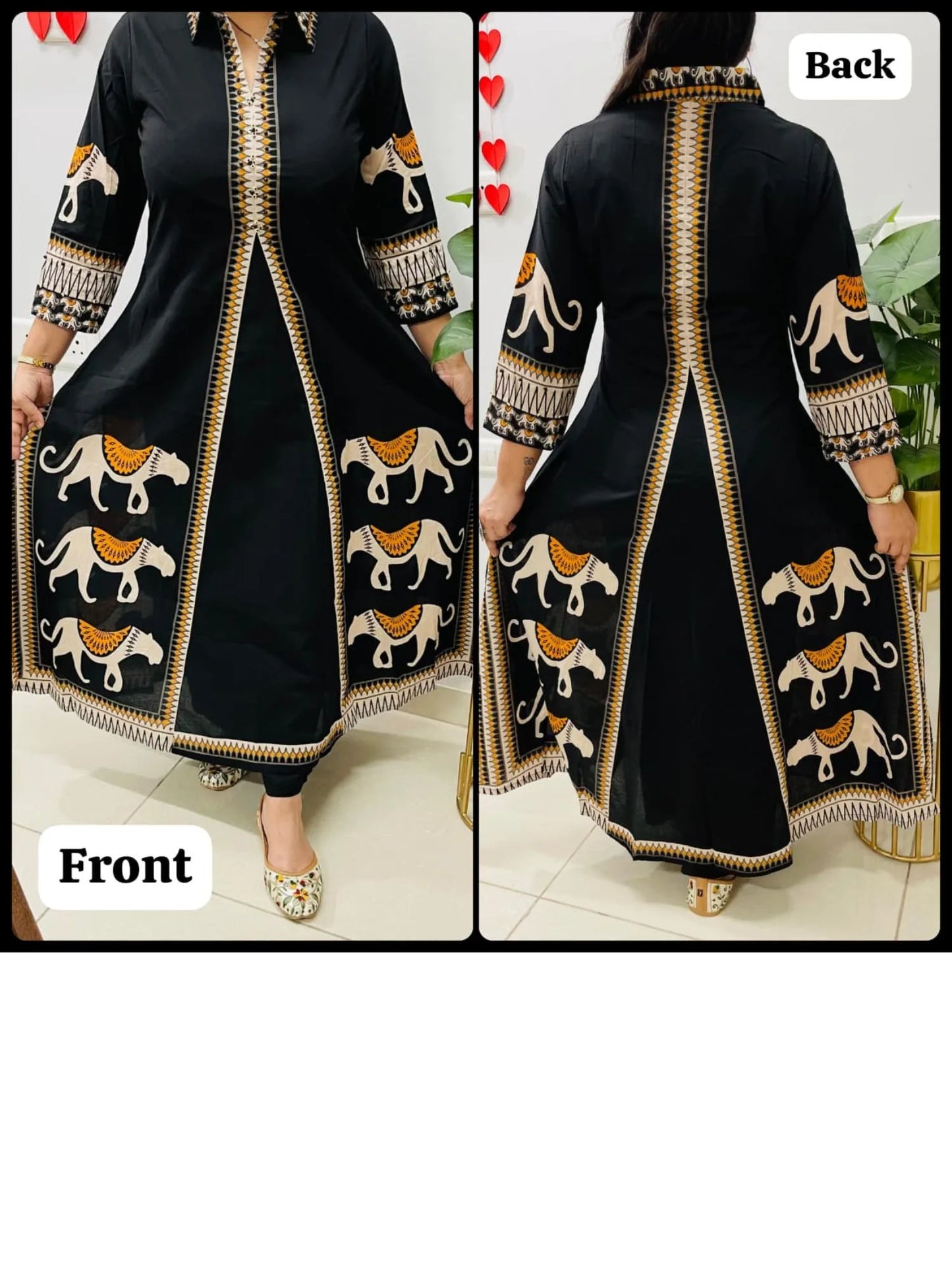Black Tribal Kurta Set