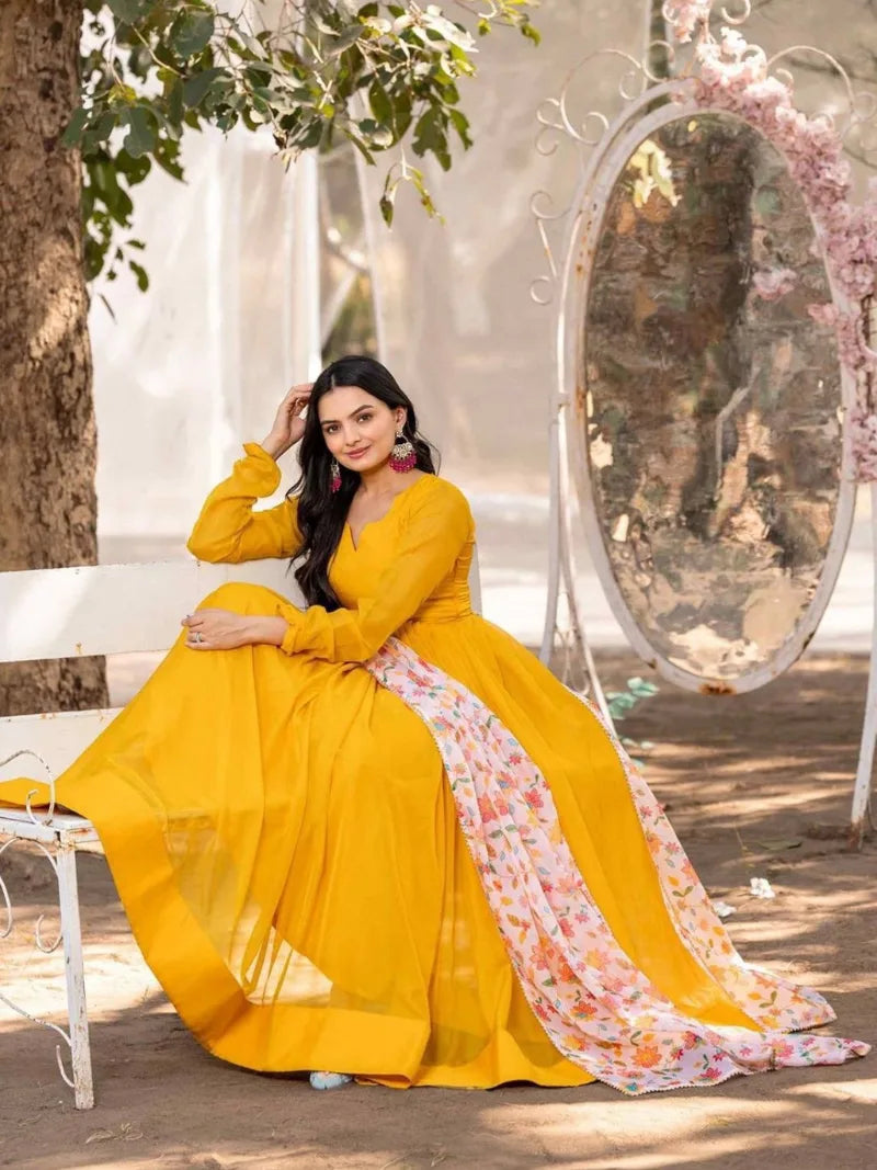 Flaired Gown with Dupatta