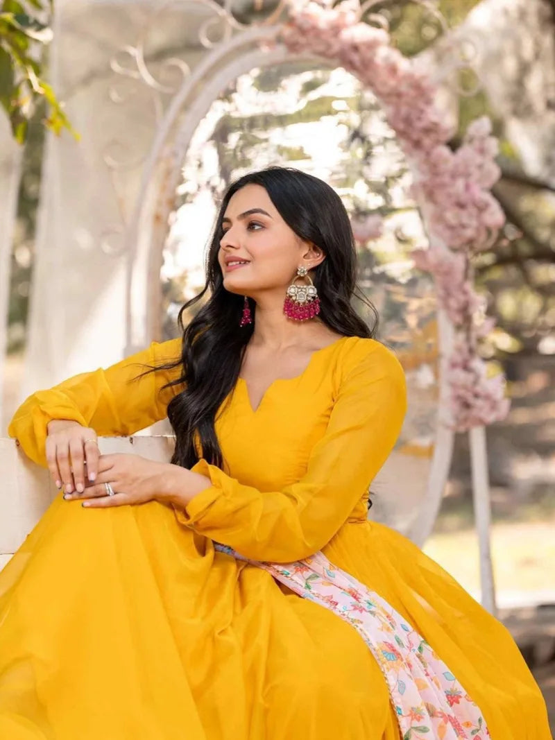 Flaired Gown with Dupatta