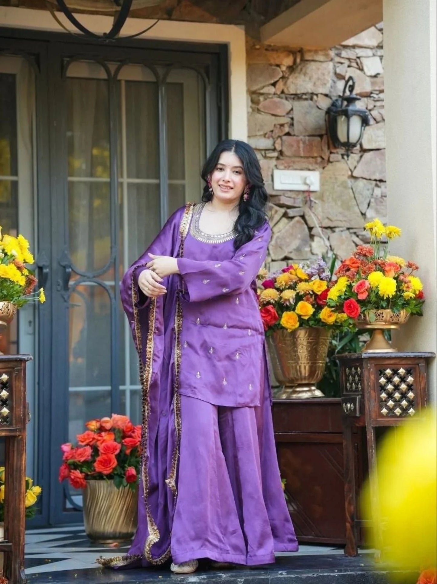 Heavy Silk Top Bottom Dupatta Set