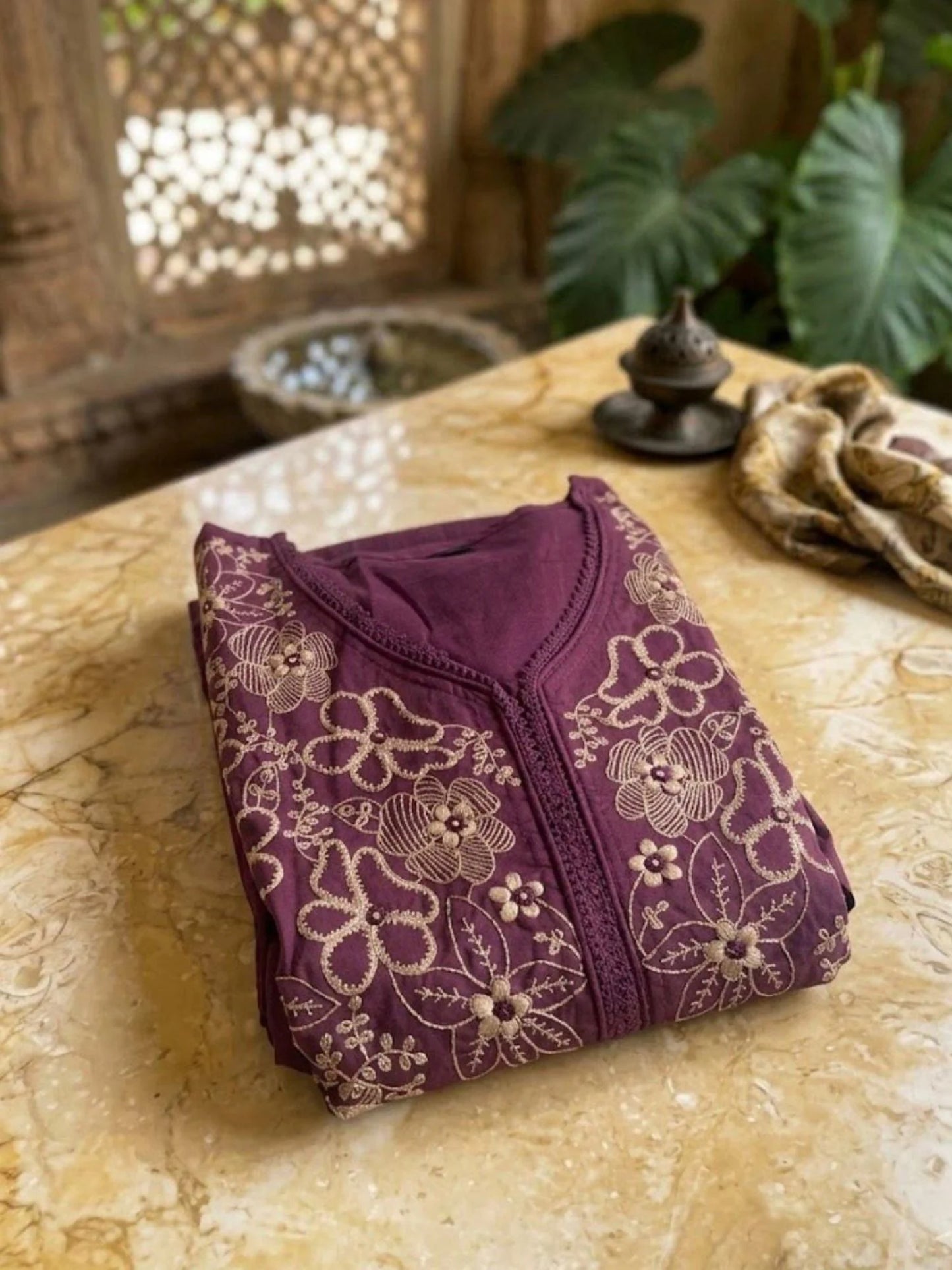 Cotton Suit With Embroidery Work