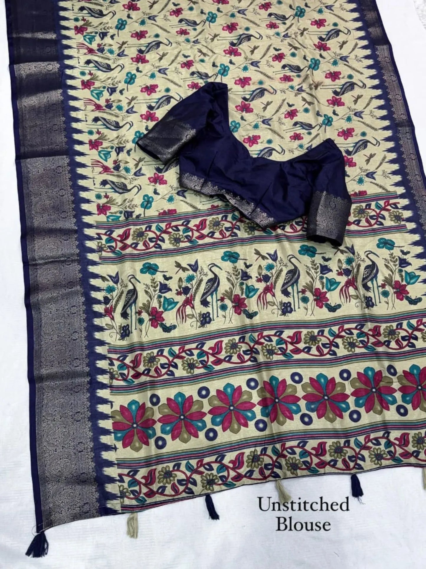 Designer Kalamkari Print Cotton Saree