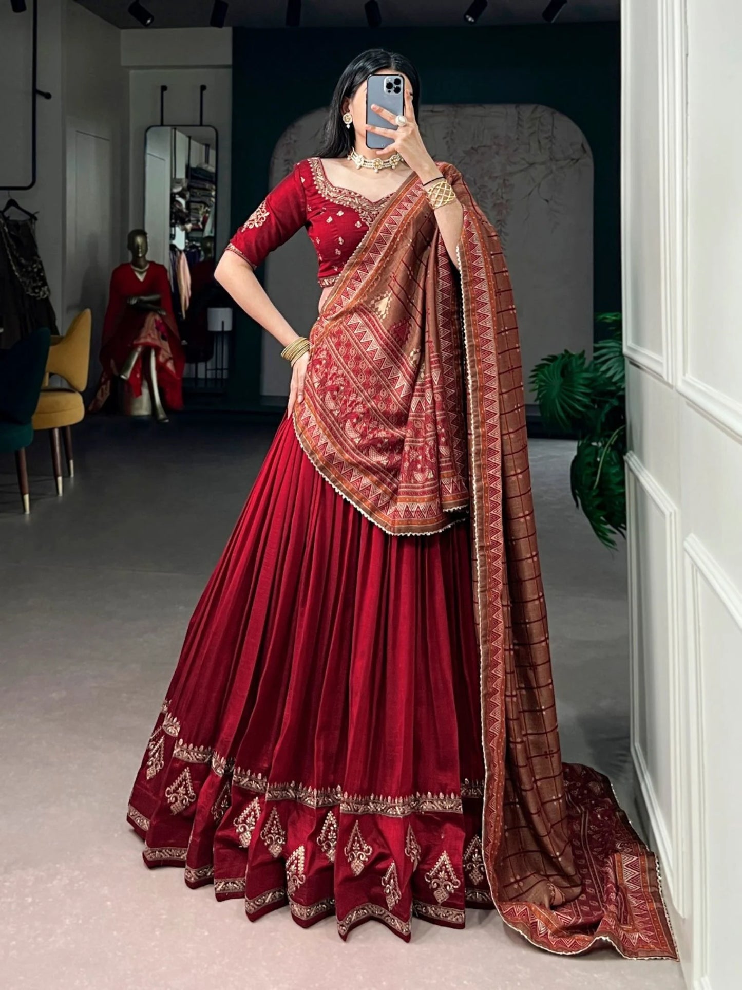 Luxurious Vichitra Silk Lehanga