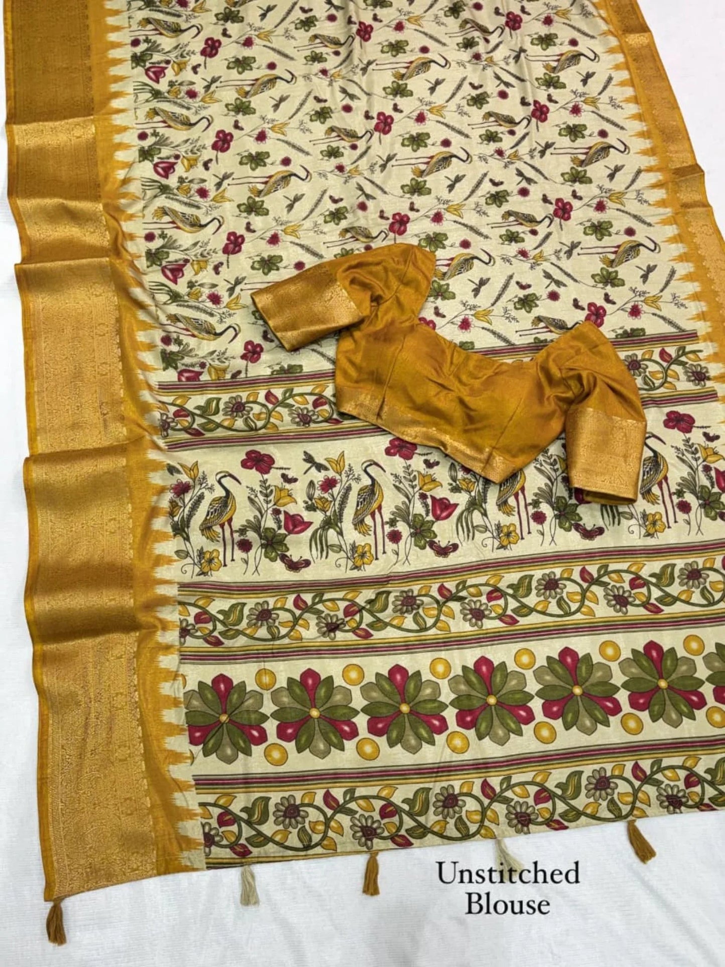 Designer Kalamkari Print Cotton Saree