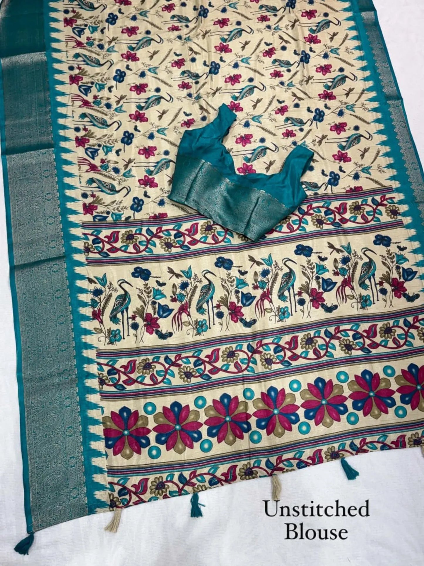 Designer Kalamkari Print Cotton Saree